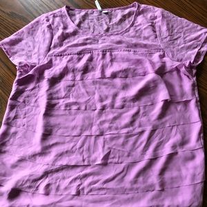 Purple, ruffle, sheer polka dot blouse